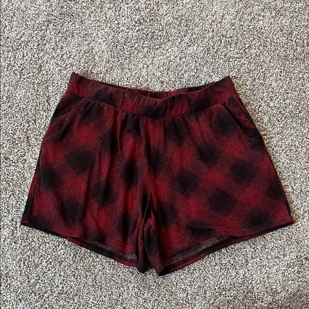 Maurices Red and Black Checkered Shorts